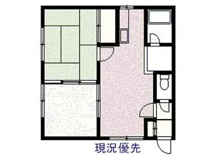 ホワイトハウス411(2DK/2階)の間取り写真