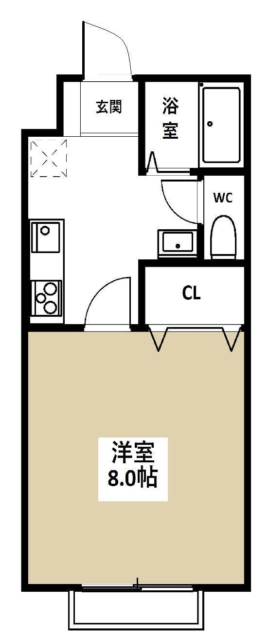 エトワール中曽根B棟(1K/2階)の間取り写真