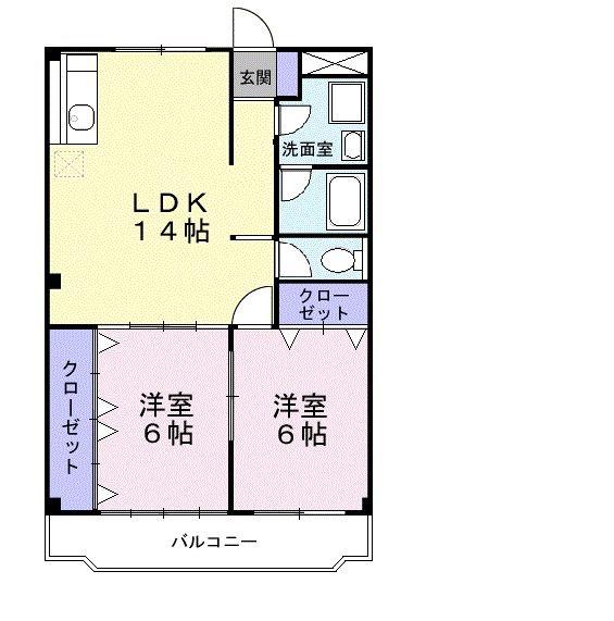 栄和コーポ(2LDK/2階)の間取り写真