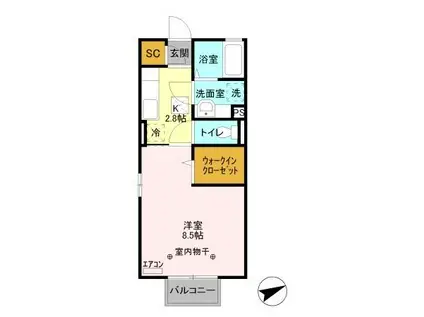 ピーノ ドマーニ(1K/1階)の間取り写真