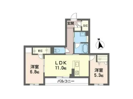 アンソレイエ(2LDK/1階)の間取り写真