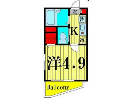 メルデイア梅島II(1K/3階)の間取り写真