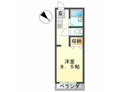 ユニバーサルハイツ(ワンルーム/2階)の間取り写真