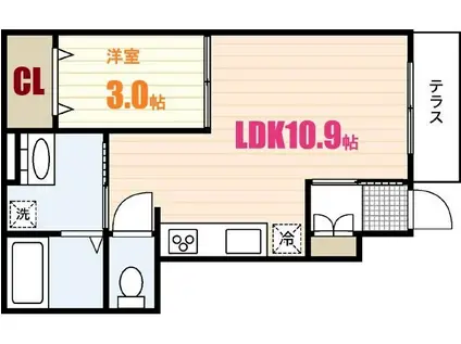 FAIR COURT安東 NO.2(1LDK/1階)の間取り写真