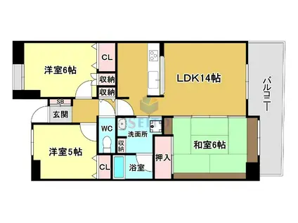 シティコート曽根東五番館(3LDK/8階)の間取り写真