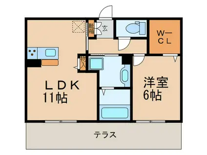 D-ROOM戸原東(1LDK/1階)の間取り写真