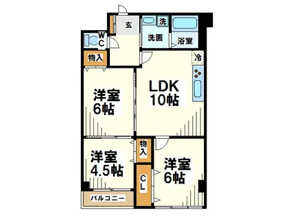 エクレール調布(3LDK/4階)の間取り写真
