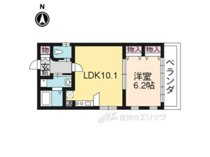 ヴィラ御所東(1LDK/3階)の間取り写真