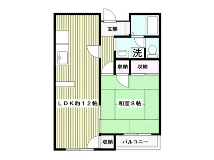 トーワパレス(1LDK/1階)の間取り写真