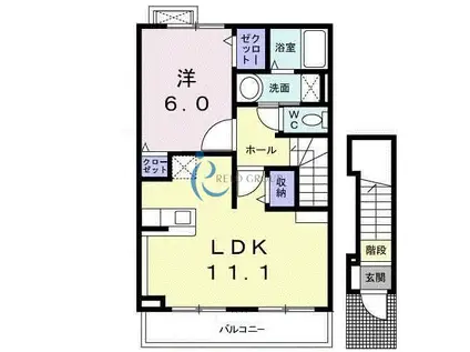 メゾン ソレイユ(1LDK/2階)の間取り写真