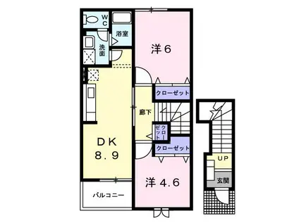 エクセルメゾンB(2DK/2階)の間取り写真