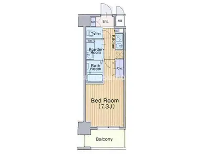 ミュプレ北浜イースト(1K/2階)の間取り写真