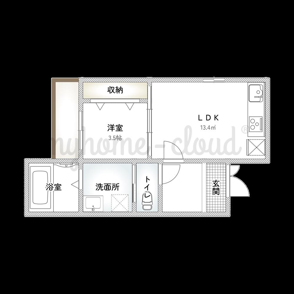 岩伸リバーコート住吉(1LDK/2階)の間取り写真