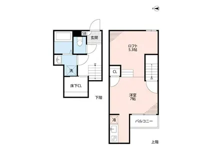 ADC世安クオリア(1K/2階)の間取り写真