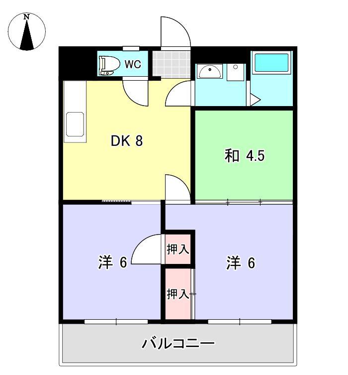 CALM徳王(3LDK/3階)の間取り写真