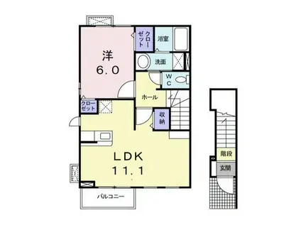 エテルノ トミーII(1LDK/2階)の間取り写真