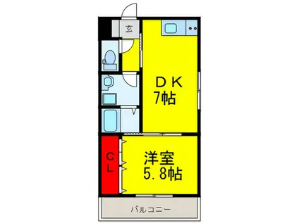 H-MAISON加美正覚寺IV(1DK/1階)の間取り写真