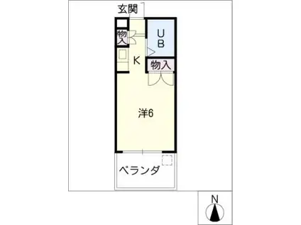 クオリシティ山手(ワンルーム/2階)の間取り写真