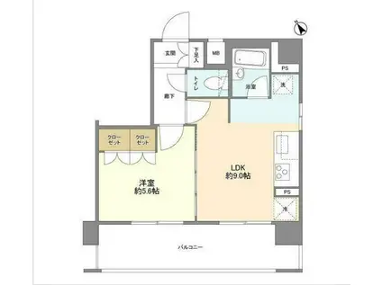 レジアート春日部(1LDK/10階)の間取り写真