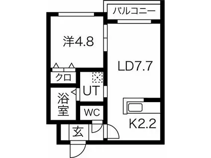 バルボーニN17(1LDK/1階)の間取り写真