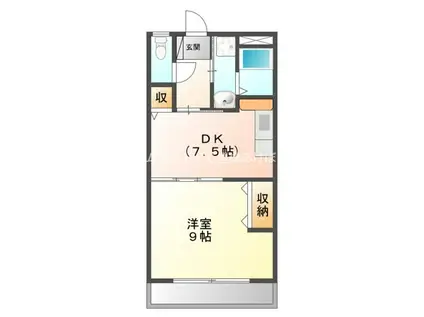 ヴィラ弥生(1DK/2階)の間取り写真