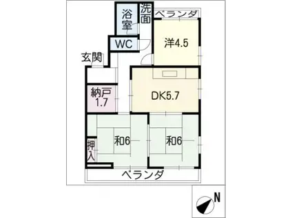 永楽ハイツ(3DK/2階)の間取り写真