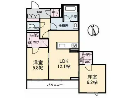 フローラ(2LDK/3階)の間取り写真