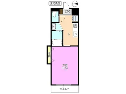 ベルフルール寿(1K/3階)の間取り写真