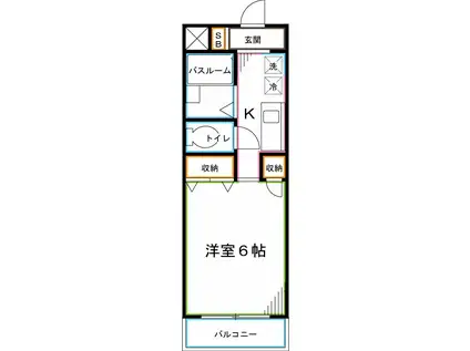 ヴィラ国分寺(1K/2階)の間取り写真