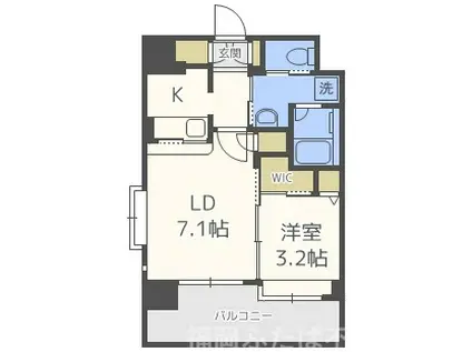 ネストピア唐人町駅前(1LDK/9階)の間取り写真