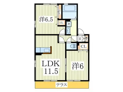 リビングタウンみずきC(2LDK/2階)の間取り写真