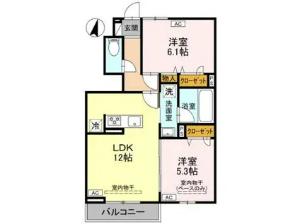 ウェルモート曙町(2LDK/1階)の間取り写真