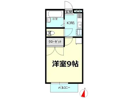 スカイマンション(1K/1階)の間取り写真