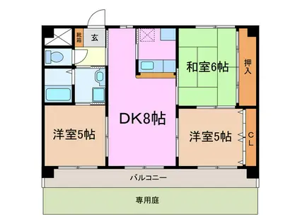 アイコート(3DK/1階)の間取り写真