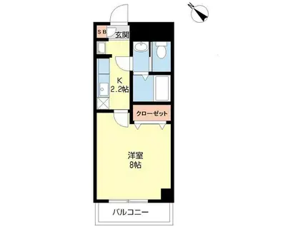 パルティール氷川台(1K/3階)の間取り写真