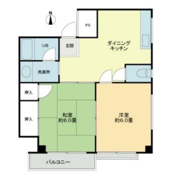 北町コーポ3号棟(2DK/3階)の間取り写真