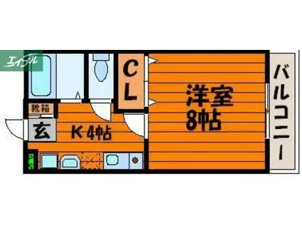 ライフベルクA(1K/1階)の間取り写真