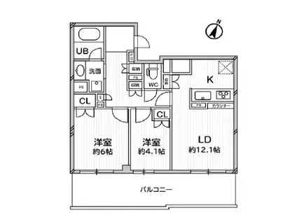 ドゥーエ大宮(2LDK/2階)の間取り写真