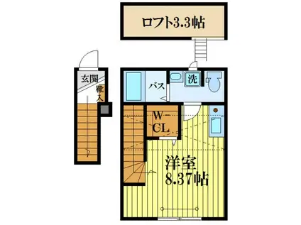 PRINTEMPS(ワンルーム/2階)の間取り写真