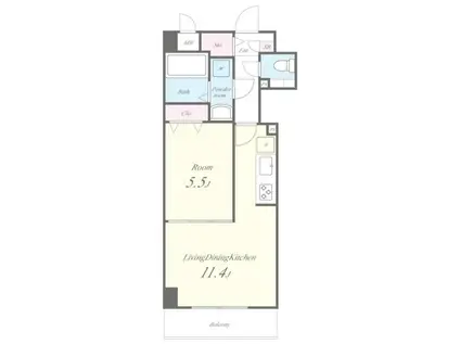 ウィステリアート(1LDK/4階)の間取り写真