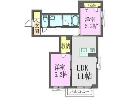 キャトルセゾン(2LDK/1階)の間取り写真