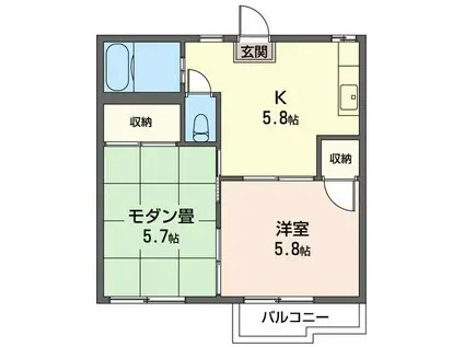 ゆうハイツC(2K/2階)の間取り写真