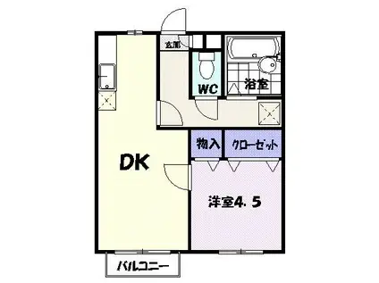 サンヒルズ雀の宮(1LDK/1階)の間取り写真