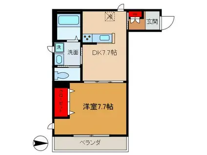 サザンフローラ綾瀬(1DK/1階)の間取り写真