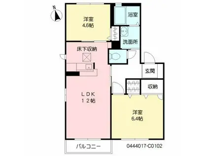 グランシャリオ C棟(2LDK/1階)の間取り写真