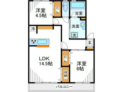 ソアラハイム野方(2LDK/2階)の間取り写真