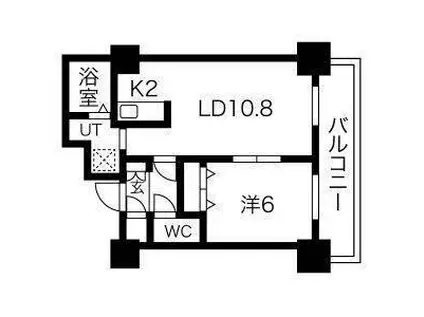 ティアラタワー中島倶楽部(1LDK/18階)の間取り写真