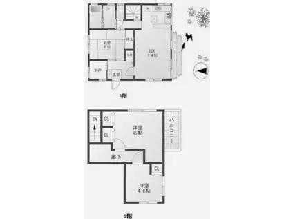 中野区鷺ノ宮一丁目戸建(3SLDK/1階)の間取り写真