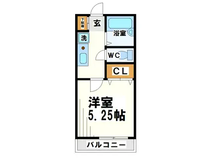 リエート調布(1K/2階)の間取り写真
