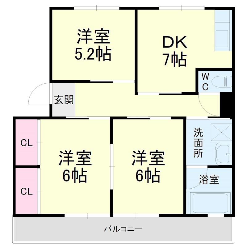 サンハイツ(3DK/2階)の間取り写真